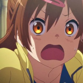 ✨ Anime, Choc, Surprise, Dessin animé, Personnage, Fille, Peur, Expression telegram sticker