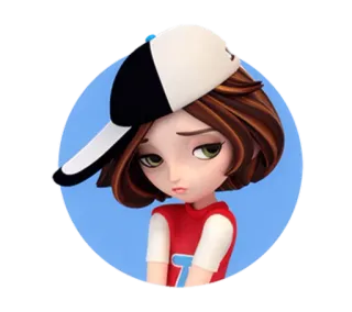 🙁 мультфильм, девочка, грустная, шляпа, ребенок, надутый telegram sticker