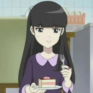 💜 dziewczyna, anime, kreskówka, ciasto, jedzenie, portret telegram sticker