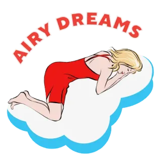 🌌 AIRY DREAMS dream, sleeping, woman, cloud, red dress telegram sticker