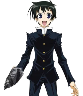 🔩 Anime, Manga, Personaje, Ilustración, Chico, Uniforme escolar, Feliz telegram sticker