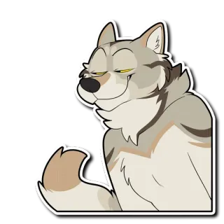 😏 lupo, animale, cartone animato, borioso, furry telegram sticker