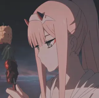 🍭 Zero Two Darling in the Franxx Anime, Zero Two, Darling in the Franxx, Animasi Jepang, Lucu, Kawaii telegram sticker