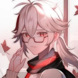 🌟 Anime, Óculos, Cachecol, Retrato, Ilustração, Arte telegram sticker