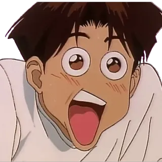 😳 anime, excited, cartoon, male, tongue telegram sticker