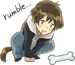 🤤 rumble... anjing, hewan, lucu, kartun, tulang, anime telegram sticker