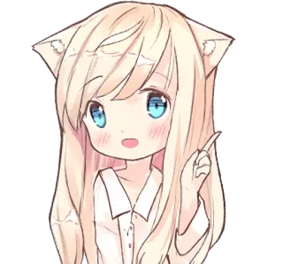 ☝️ Anime, Kawaii, Oreilles de chat, Mignon, Manga, Chibi, Fille whatsapp sticker
