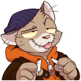 😏 chat, dessin animé, animal, suffisant, drôle, personnage, mignon telegram sticker