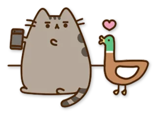 🐦 Pusheen Katze, Pusheen, Ente, Liebe, Cartoon telegram sticker