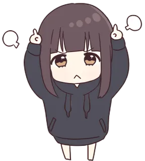 😤 Anime, Chica, Dedo corazón, Ofensivo, Dibujo animado telegram sticker