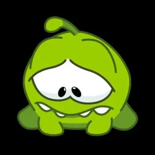 🙁 Om Nom Cut the Rope cartoon, green, cute, sad, monster, game, hungry telegram sticker