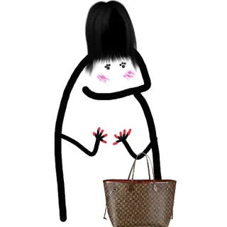 💅 stick figure, cartoon, woman, bag, purse, fashion whatsapp sticker