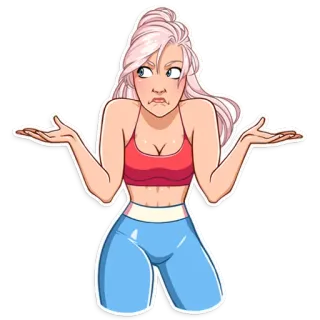 🤷‍♀️ Frau, Achselzucken, Verwirrt, Frage, Pose, Fitnessstudio telegram sticker