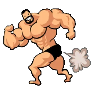 💨 Muskel, muskulös, Bodybuilder, Cartoon, Furz, Humor, lustig telegram sticker