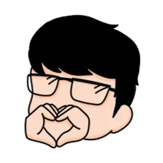 🐼 卡通, 男人, 眼镜, 心, 爱, 手势 telegram sticker