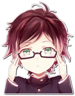 🍷 Anime, Con trai, Kính, Đồng phục học sinh, Nhân vật telegram sticker
