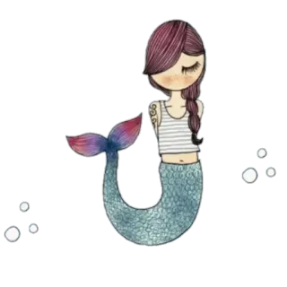 😊 sirène, dessin animé, fantaisie, mignon, fille, mer whatsapp sticker