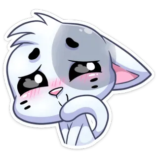 😊 kot, słodki, kreskówka, naklejka, zwierzę, smutny, płaczący whatsapp sticker
