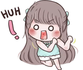 😱 HUH สาวอนิเมะ, เครื่องหมายอัศเจรีย์, เซอร์ไพรส์, การ์ตูน, น่ารัก, ช็อค telegram sticker