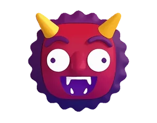 👹 diabo, demônio, chifres, monstro, desenho animado, vermelho, roxo, emoji telegram sticker