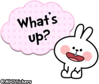 😃 What's up? kelinci, lucu, halo, salam, ramah, kartun, bunny telegram sticker