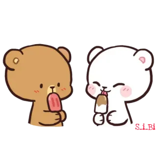 😋 可爱, 卡哇伊, 熊, 冰淇淋, 甜点, 动画 telegram sticker