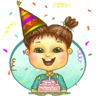 😄 anniversaire, fête, célébration, enfant, gâteau whatsapp sticker