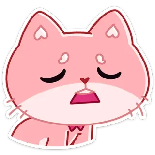 😫 кот, розовый, милый, животное, мультик, сонный telegram sticker