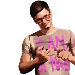 🖕 I AM A MAN mężczyzna, wskazywanie, koszulka, portret, męski telegram sticker