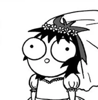 👰 Noiva, Casamento, Desenho animado, Engraçado, Chocado, Olhos grandes, Vestido whatsapp sticker