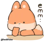 🤔 fox, cute, animal, cartoon, sticker, kawaii whatsapp sticker