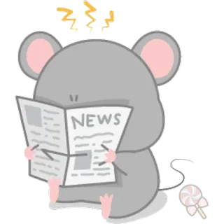 🐀 NEWS мышь, газета, чтение, мультфильм, милый telegram sticker
