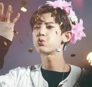 💙 K-Pop, Ídolo, Cantante, Confeti, Corona de flores, Hombre telegram sticker