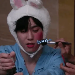 💧 하지만~ đàn ông, trang điểm, mũ tai thỏ, Hàn Quốc telegram sticker