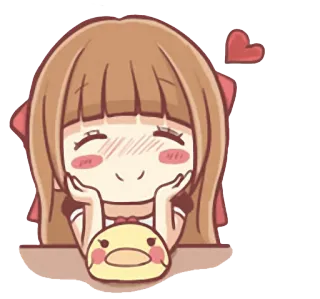 😊 Anime Mädchen, Cartoon, Niedlich, Herz, Kawaii, Ente telegram sticker