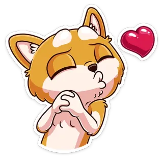 😘 cachorro, coração, amor, animal, fofo, desenho animado telegram sticker