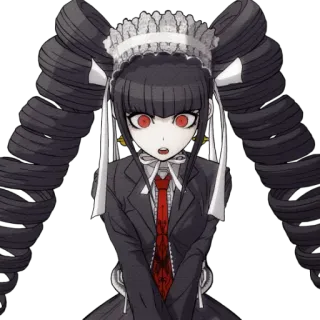 😳 Celestia Ludenberg Danganronpa anime, gothic, girl, black hair, red eyes telegram sticker