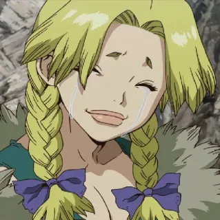 💈 Anime, Weinend, Lächelnd, Emotional, Blond, Mädchen telegram sticker
