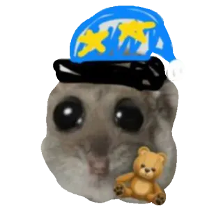 🛏 Hamster hamster, cute, sleeping, teddy bear, nightcap, animal, sticker telegram sticker