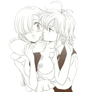 💕 Elizabeth Liones Seven Deadly Sins Anime, Manga, Paar, Romantik, Kuss, Elizabeth Liones, Meliodas telegram sticker