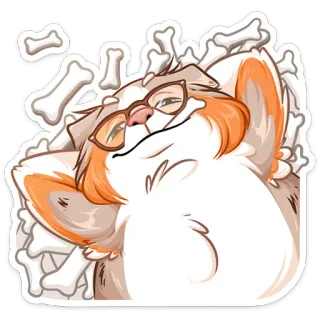⏺ собака, наклейка, животное, очки, кости, мультик telegram sticker