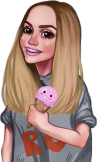 🍦 RO sorvete, desenho animado, mulher, fofo, retrato telegram sticker