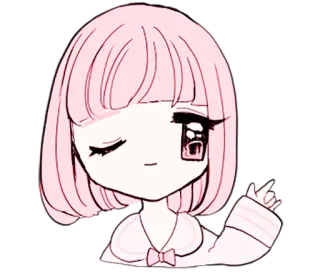 🤘 Chibi, Anime, Fofo, Rosa, Garota, Kawaii, Mangá, Desenho animado telegram sticker