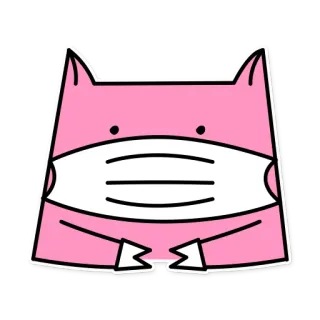 😷 кот, маска, розовый, мультфильм, животное, каваи telegram sticker