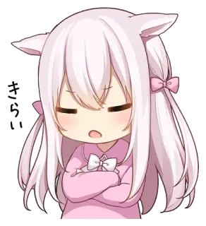 🖤 Anime, Orejas de gato, Lindo, Kawaii, Dibujos animados, Dormilón telegram sticker