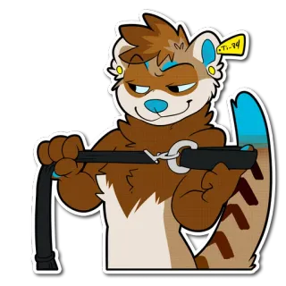 🐶 хорёк, мультфильм, пушистый, животное, персонаж, ремень telegram sticker