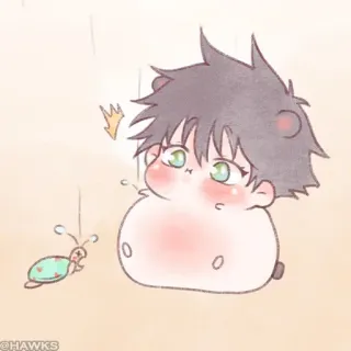⚫️ @HAWKS Kartun, Lucu, Kawaii, Anime, Ilustrasi telegram sticker