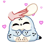 🤩 uroczy, sowa, miłość, serca, głaskanie, kreskówka telegram sticker
