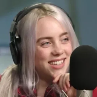 💧 Billie Eilish นักร้อง, นักดนตรี, ภาพเหมือน, Billie Eilish, หูฟัง telegram sticker