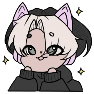⚪️ Anime, Kot, Chłopak, Słodki, Kawaii, Brokat telegram sticker